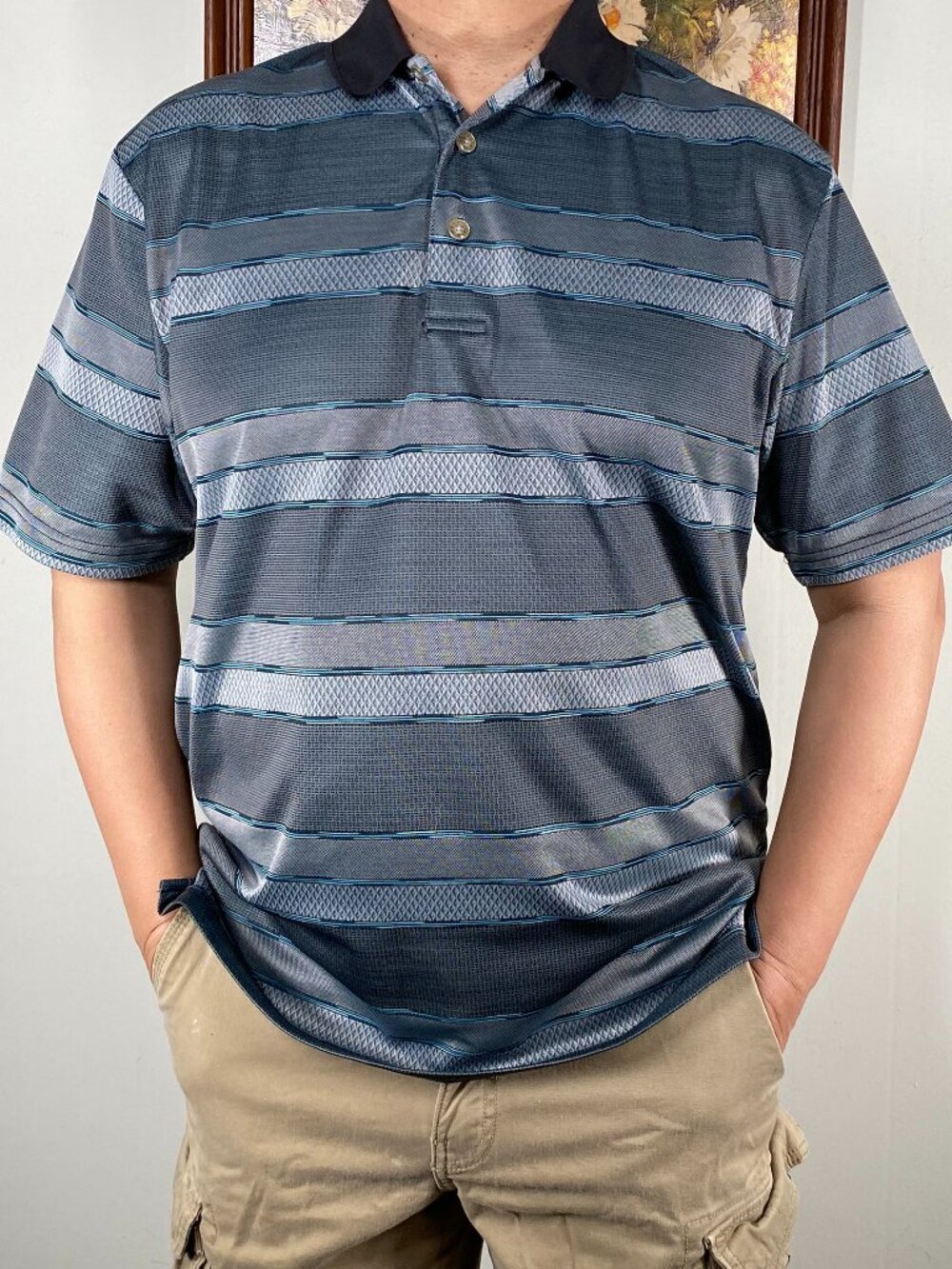 Grand Slam Polo Shirt Top Men's Large Multicolor Stripes Casual